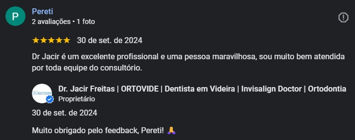 Avaliação de Pereti no Google